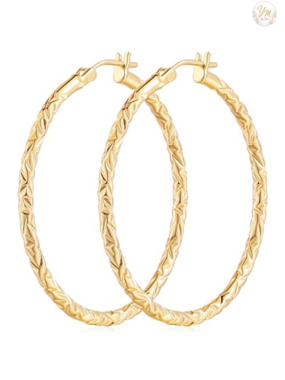 14k Gold Plated Interwoven Hoop Earrings 40mm Women's